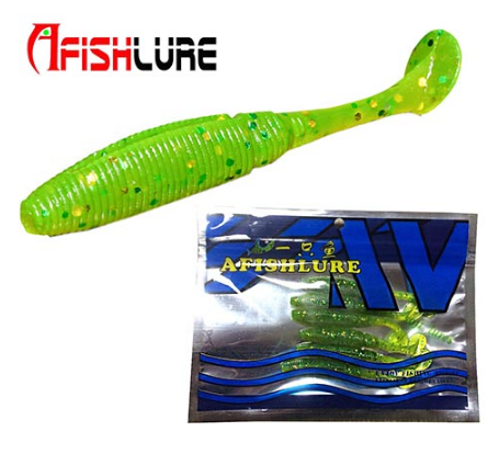 AFISHLURE 6pcs/lot T Tail Soft Worm 3.2g 75mm Paddle wobbler fishing lure for bass Fishing Bait Grub Swimbait