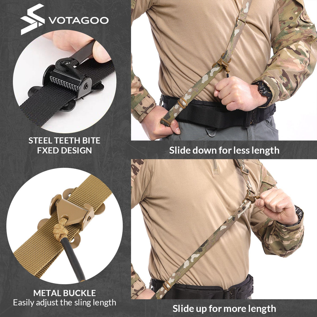 VOTAGOO® Quick Adjust Gun Sling with HK Hook