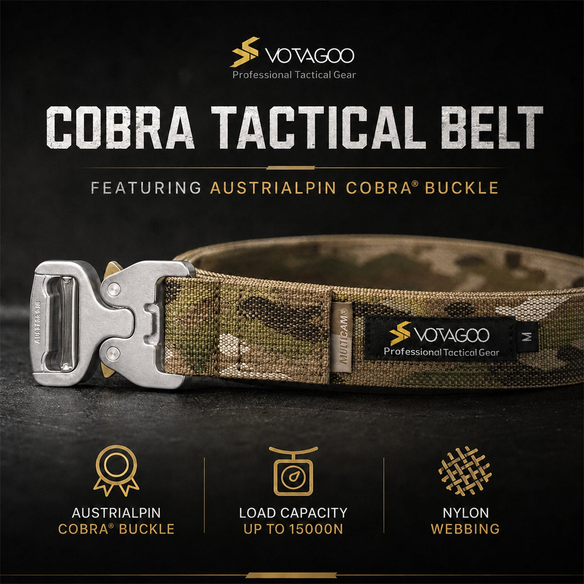 VOTAGOO® EDC Tactical Belt with AustriAlpin COBRA® Buckle