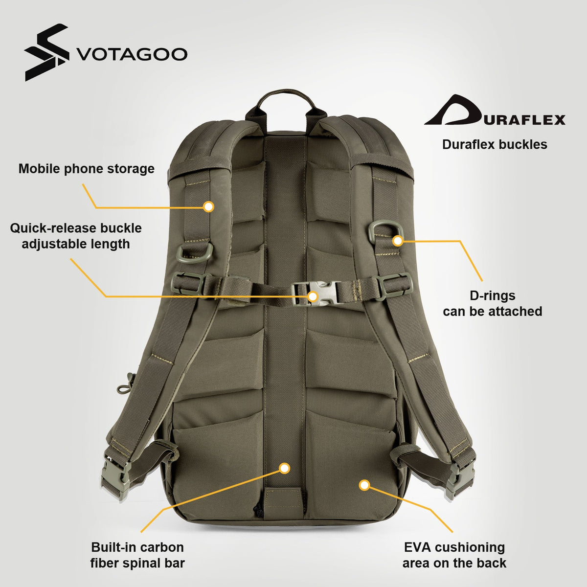 VOTAGOO® Tactical Backpack with Carbon Frame