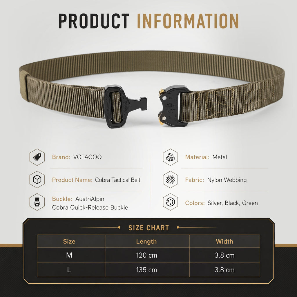 VOTAGOO® EDC Tactical Belt with AustriAlpin COBRA® Buckle