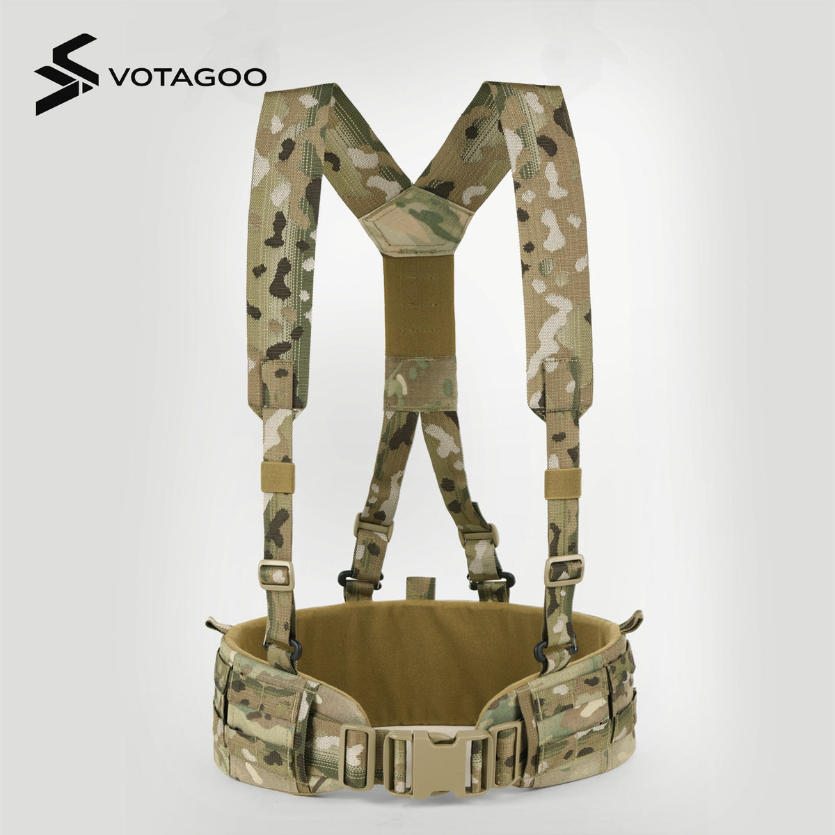 VOTAGOO® Padded MOLLE Battle Belt with Detachable Suspenders
