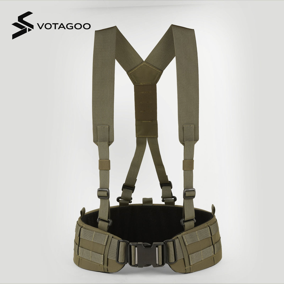 VOTAGOO® Padded MOLLE Battle Belt with Detachable Suspenders