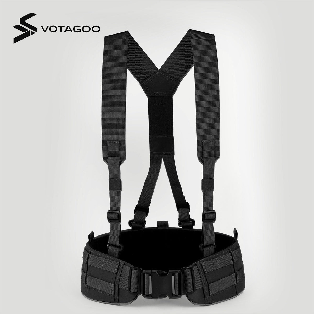 VOTAGOO® Padded MOLLE Battle Belt with Detachable Suspenders