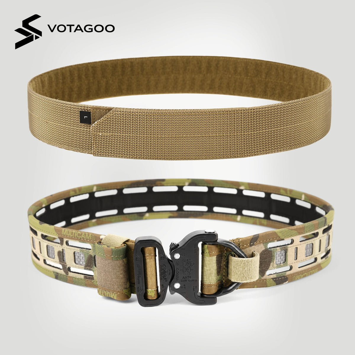 VOTAGOO® 2″ Dual-Layer MOLLE Tactical Belt with COBRA® Buckle & Tegris® Reinforcement