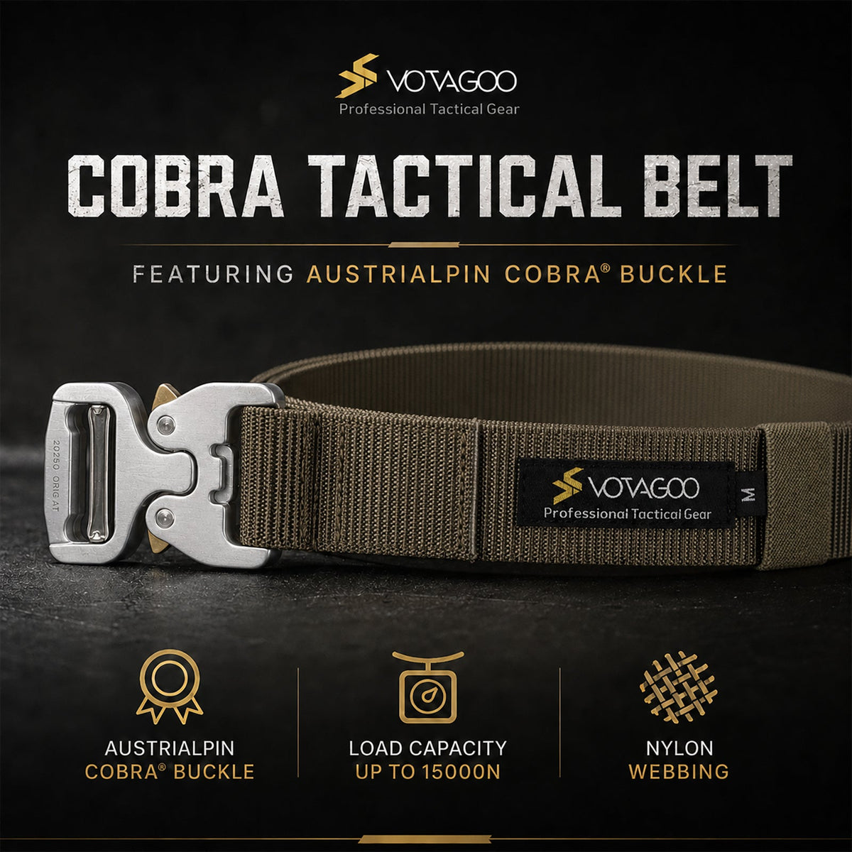 VOTAGOO® EDC Tactical Belt with AustriAlpin COBRA® Buckle