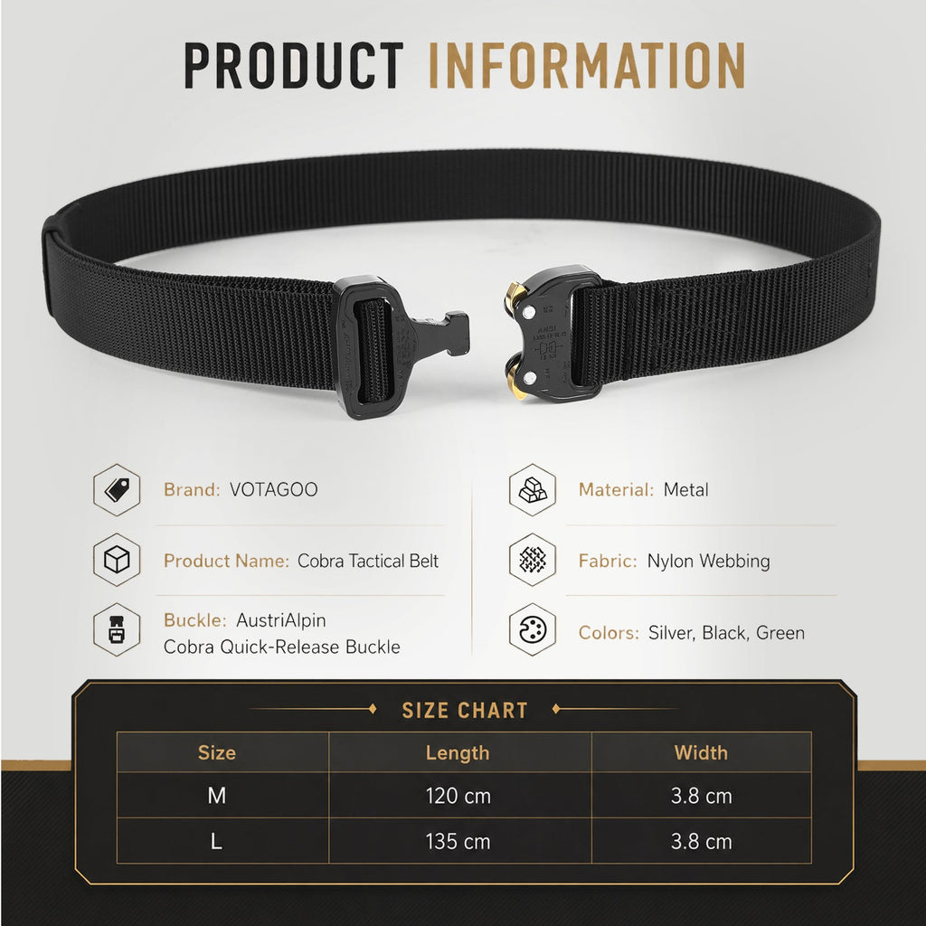 VOTAGOO® EDC Tactical Belt with AustriAlpin COBRA® Buckle