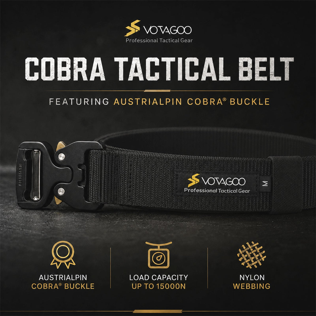 VOTAGOO® EDC Tactical Belt with AustriAlpin COBRA® Buckle
