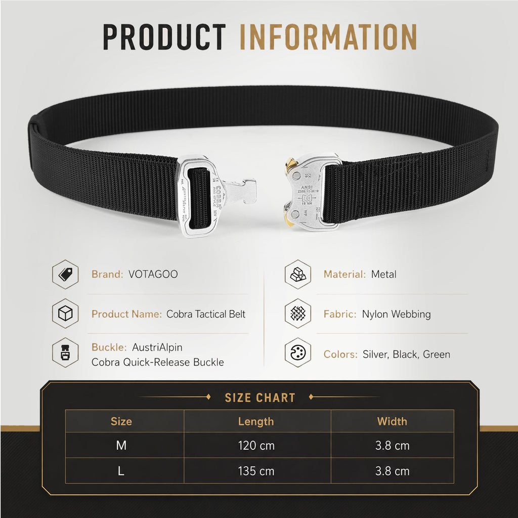 VOTAGOO® EDC Tactical Belt with AustriAlpin COBRA® Buckle
