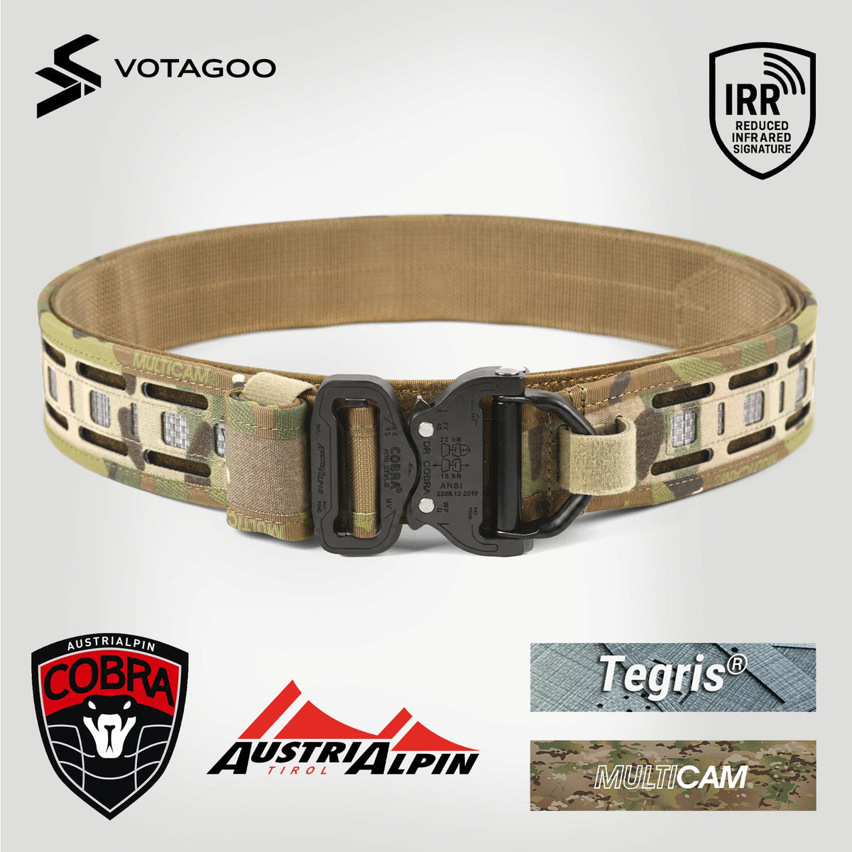 VOTAGOO® 2″ Dual-Layer MOLLE Tactical Belt with COBRA® Buckle & Tegris® Reinforcement