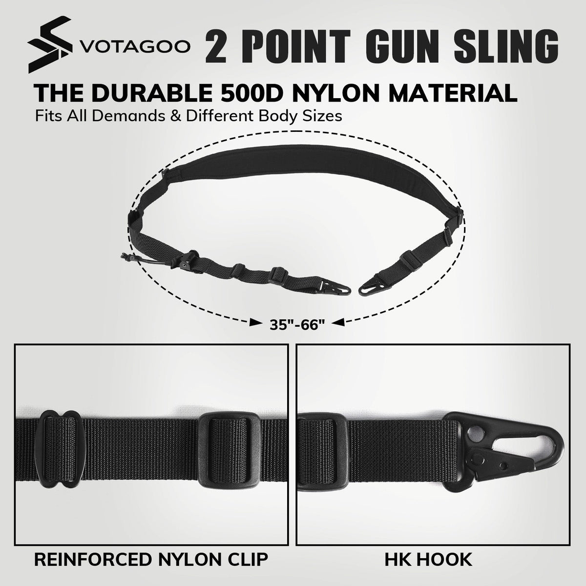 VOTAGOO® Quick Adjust Gun Sling with HK Hook