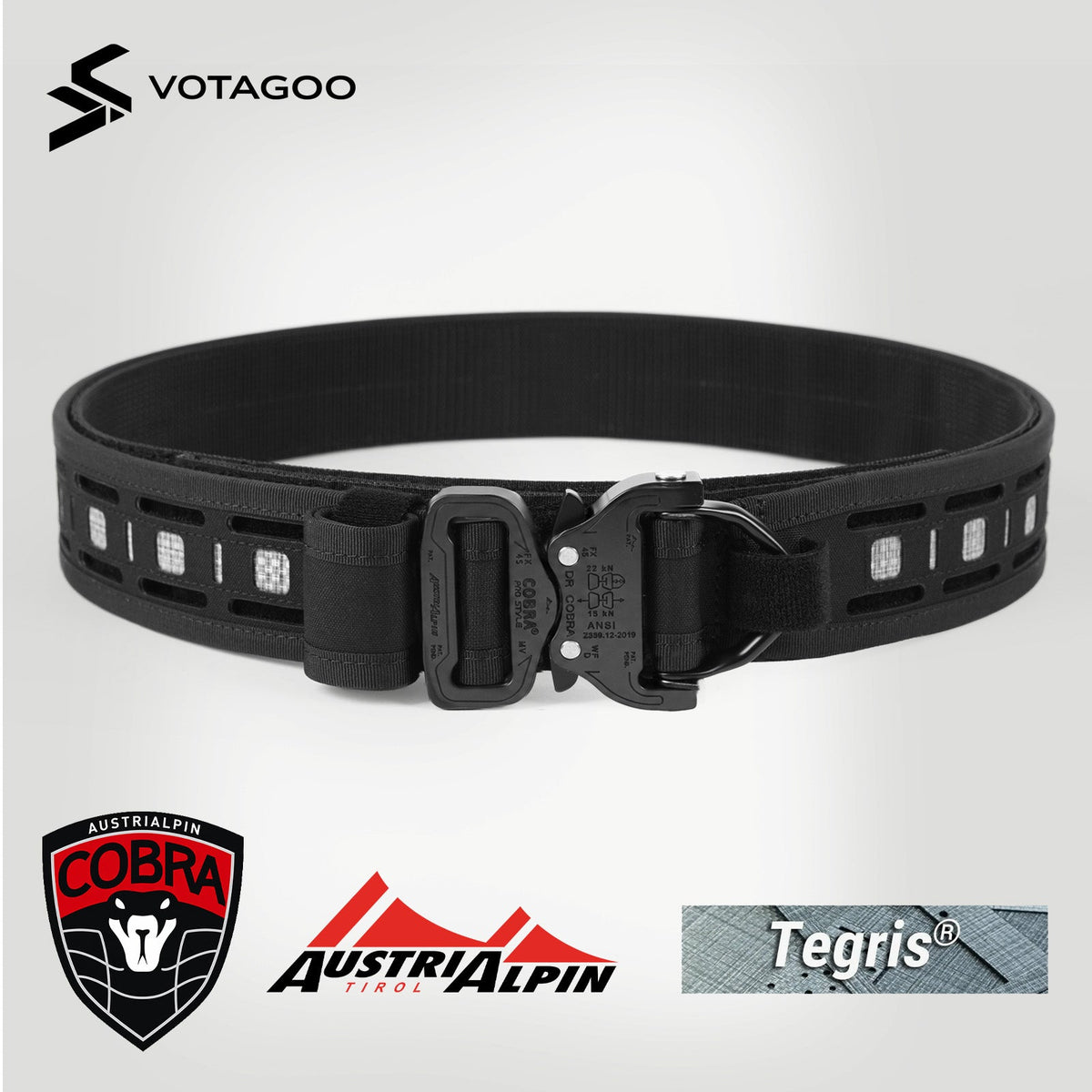 VOTAGOO® 2″ Dual-Layer MOLLE Tactical Belt with COBRA® Buckle & Tegris® Reinforcement
