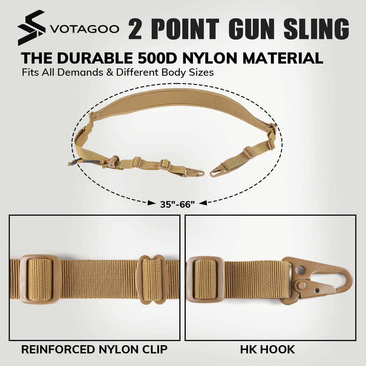 VOTAGOO® Quick Adjust Gun Sling with HK Hook