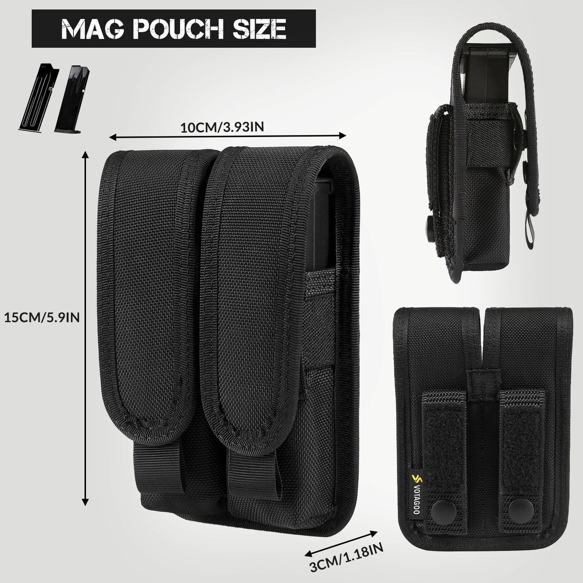 VOTAGOO® Single Double Nylon Mag Pouch