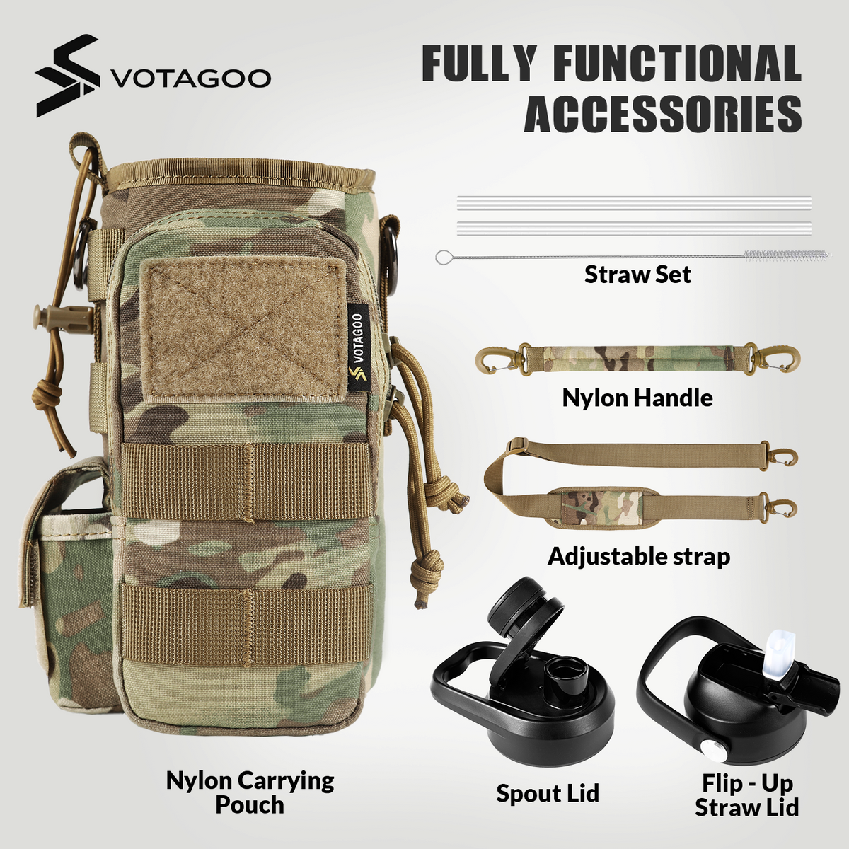 VOTAGOO® 32Oz Tactical Water Bottle