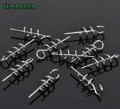Rompin 20pcs/lot Assist Soft Baits Hook Soft Lures Pin Spring Fixed Lock Screw Dagger Fishing Tools