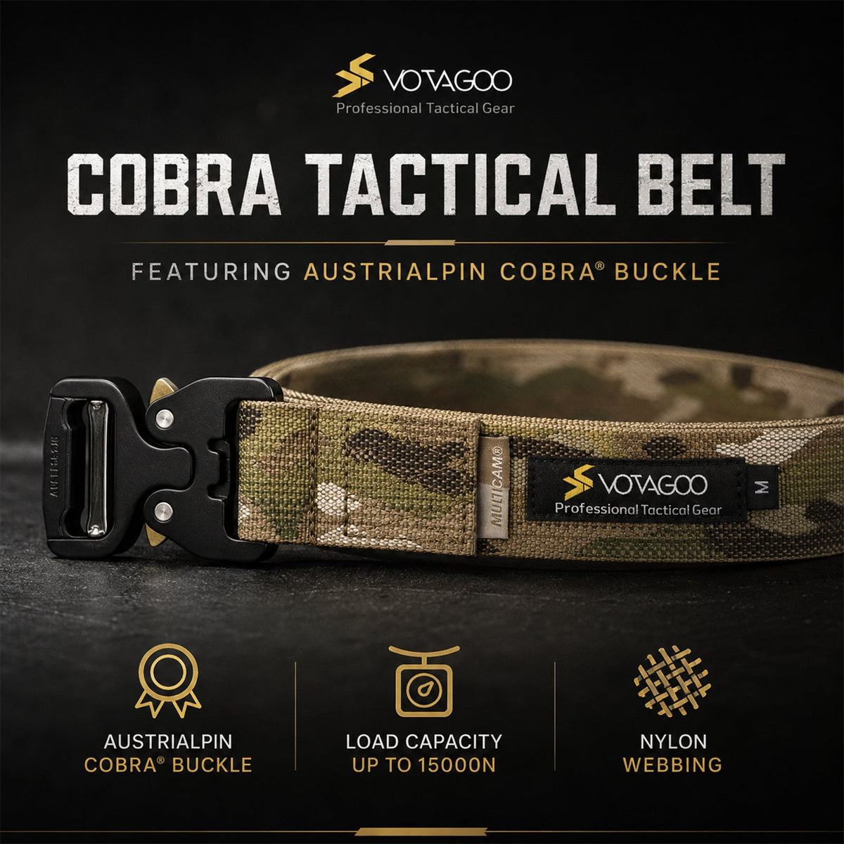 VOTAGOO® EDC Tactical Belt with AustriAlpin COBRA® Buckle
