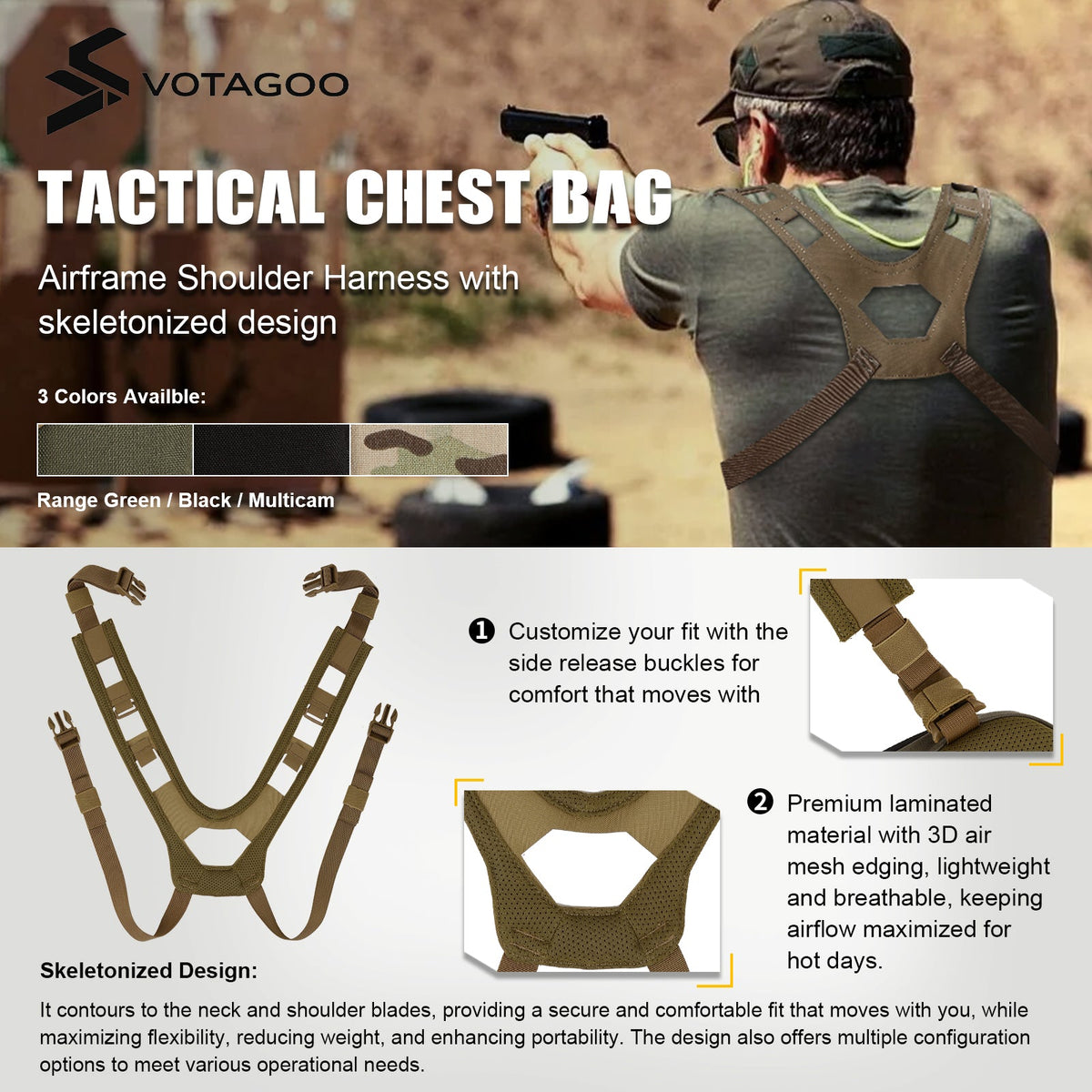 VOTAGOO® 500D Cordura Chest Rig 3L