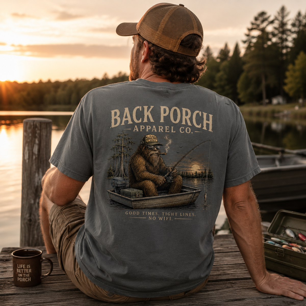 Bigfoot Fishing Comfort Colors Pepper T-Shirt – Good Times Tight Lines