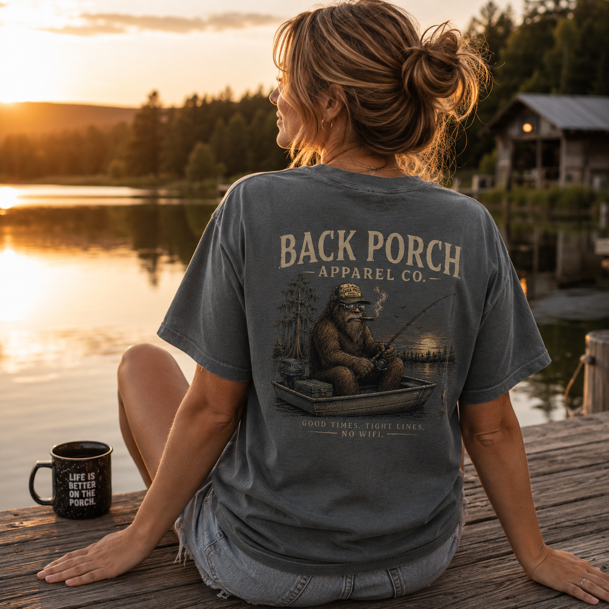Bigfoot Fishing Comfort Colors Pepper T-Shirt – Good Times Tight Lines