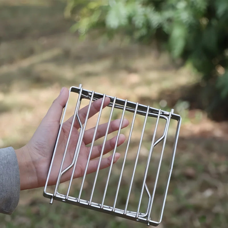 Compact Camping Stove Grill Rack & Burner for Outdoor Cooking