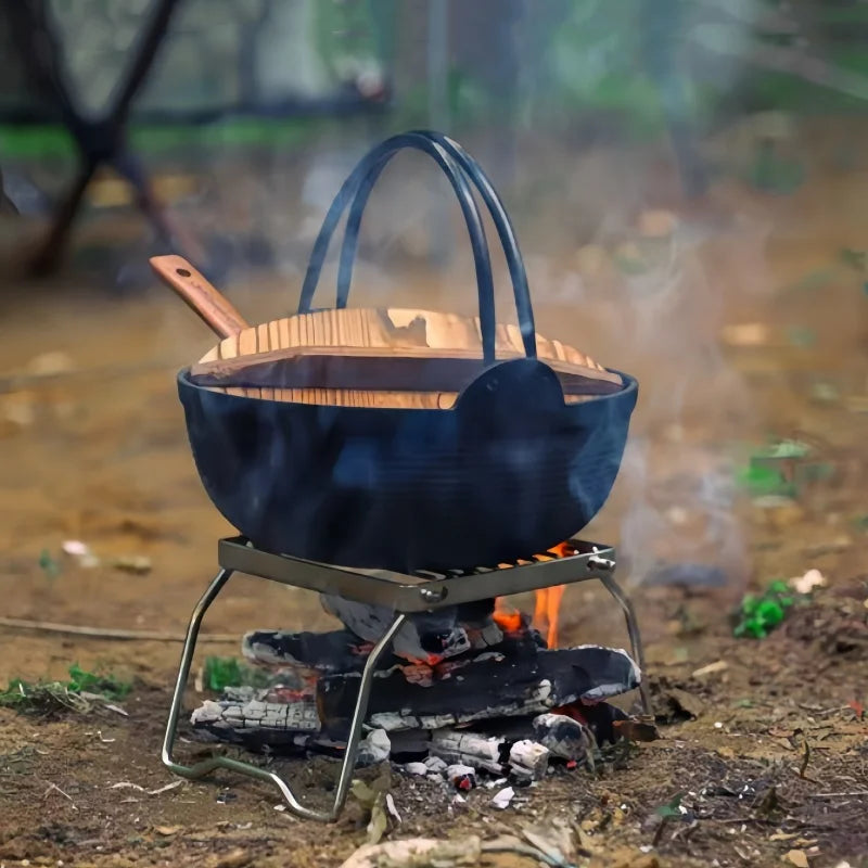 Compact Camping Stove Grill Rack & Burner for Outdoor Cooking