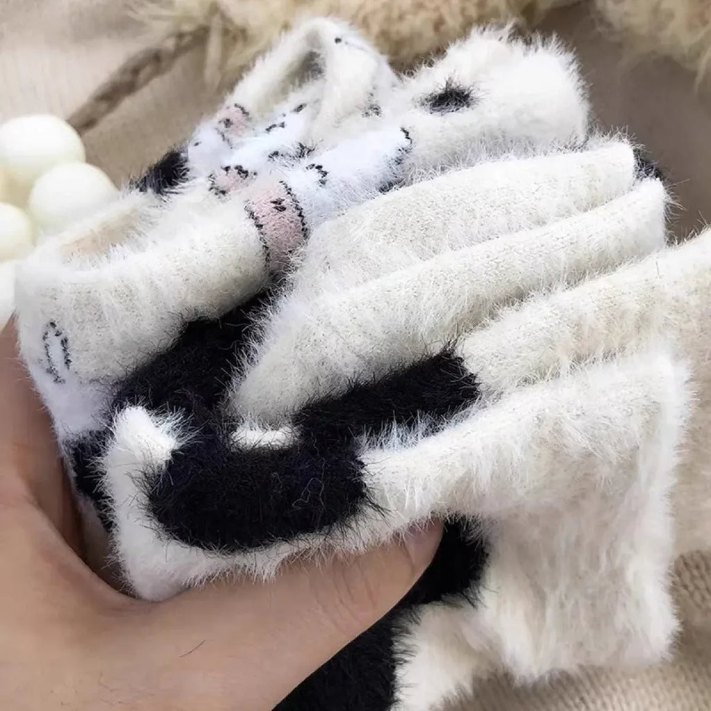 Cute Cow Mink Velvet Socks - Women's Winter Boot Socks