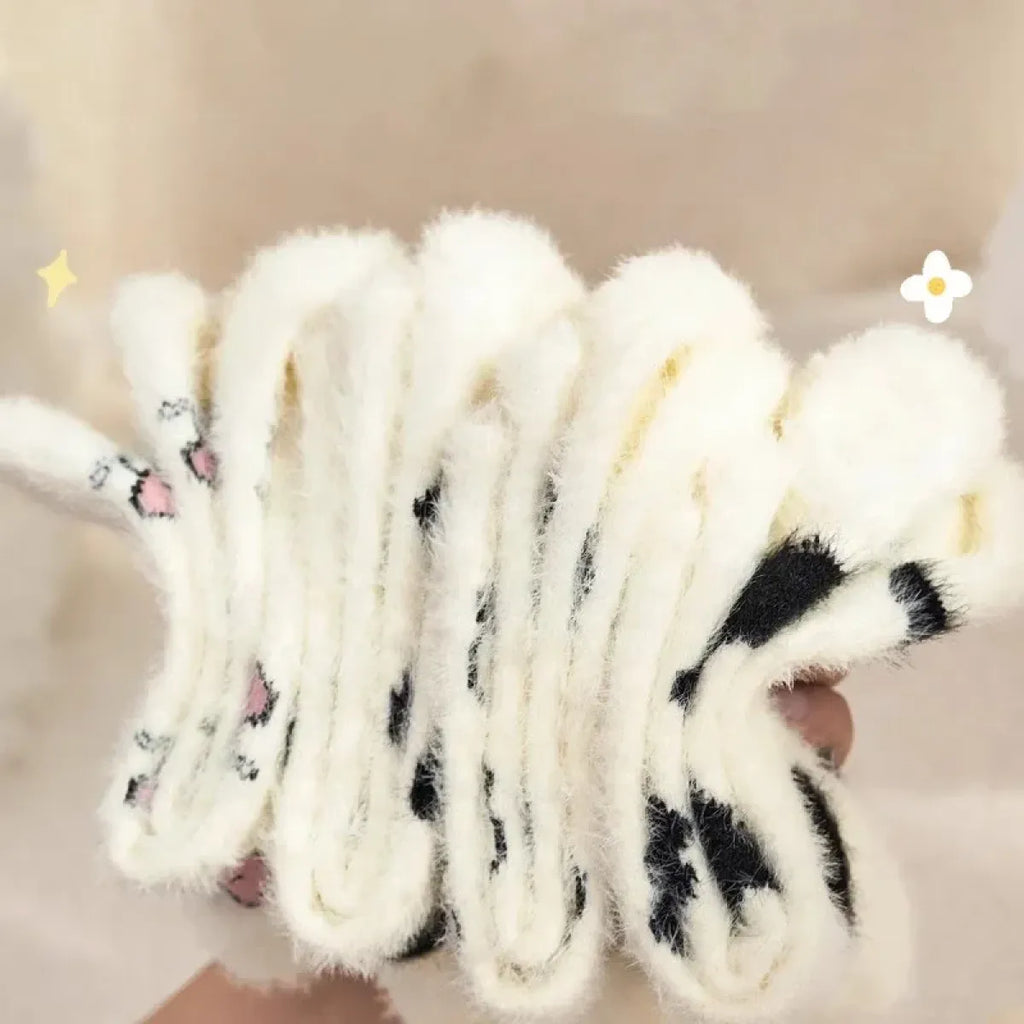 Cute Cow Mink Velvet Socks - Women's Winter Boot Socks