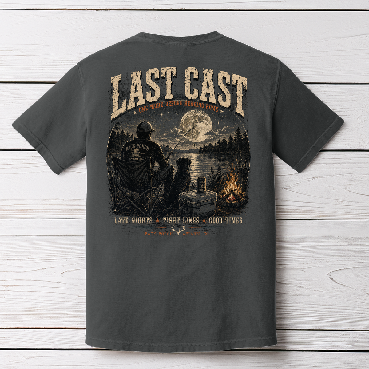 Last Cast Comfort Colors Fishing Graphic Tee